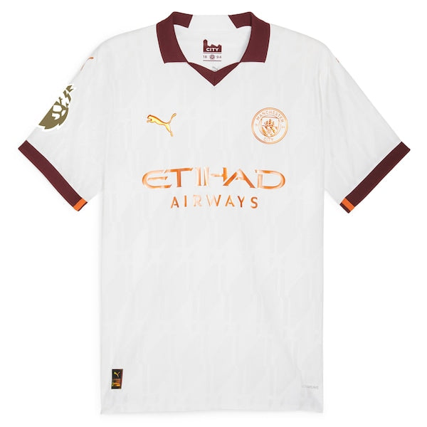 Manchester City Puma 2023/24 Away Custom Authentic Jersey - White
