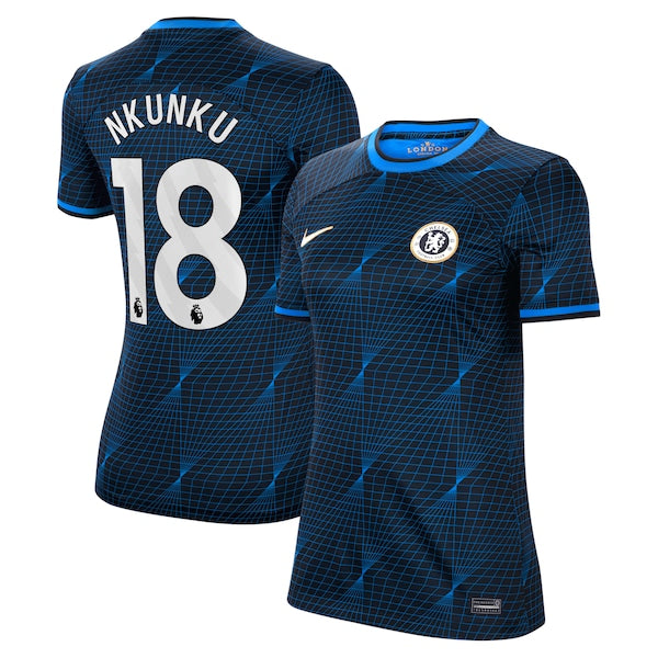 Christopher Nkunku Chelsea Nike Women's 2023/24 Away Stadium Replica Player Jersey - Navy/Blue