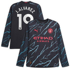 Julián Álvarez Manchester City Puma 2023/24 Third Replica Long Sleeve Player Jersey - Navy