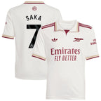 Bukayo Saka Arsenal adidas Youth 2025/26 Third Replica Player Jersey - White