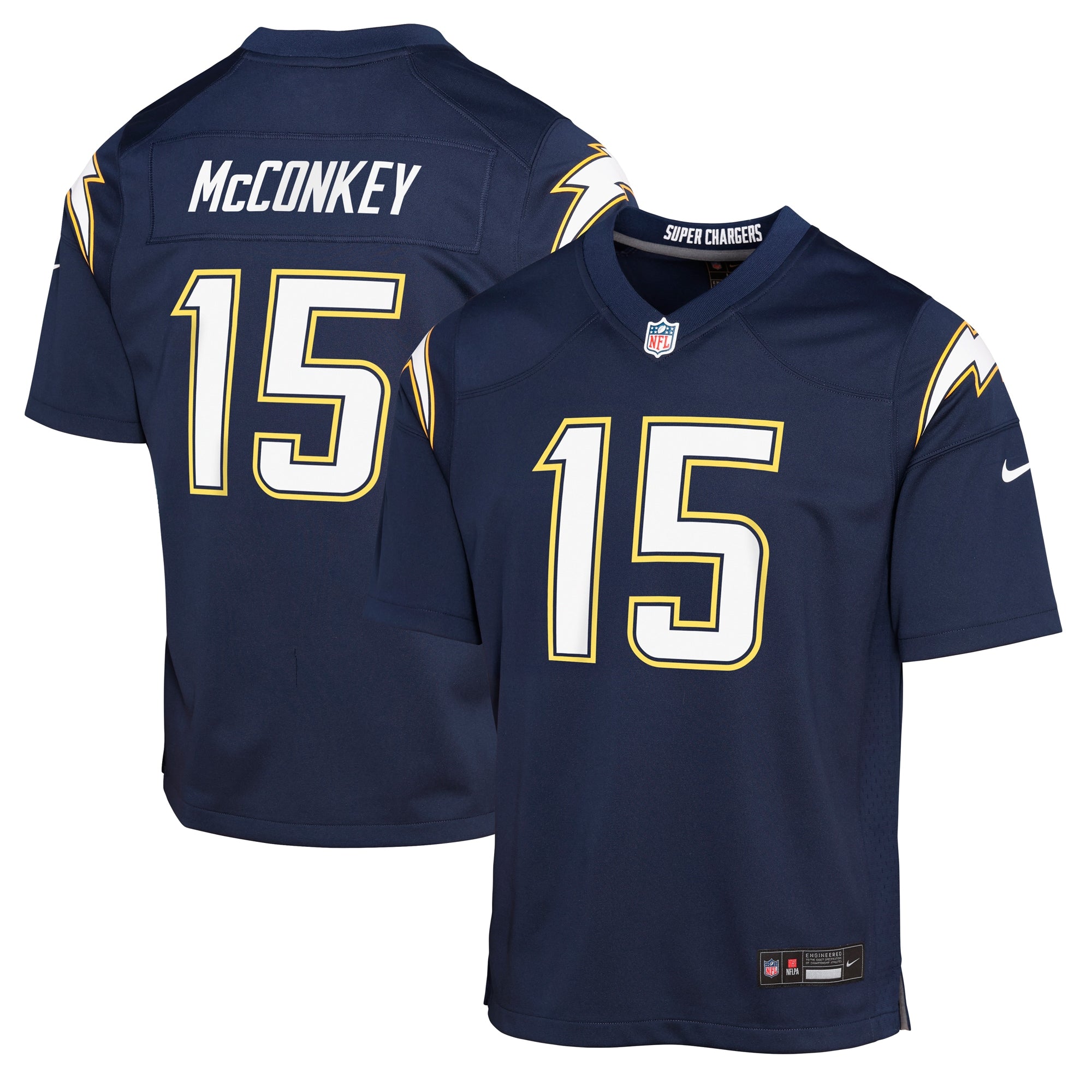 Ladd McConkey Los Angeles Chargers Nike Youth Alternate Charger Power Game Player Jersey - Gold/Navy