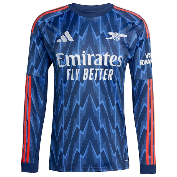 Arsenal adidas 2025/26 Away Replica Long Sleeve Jersey - Blue/Red