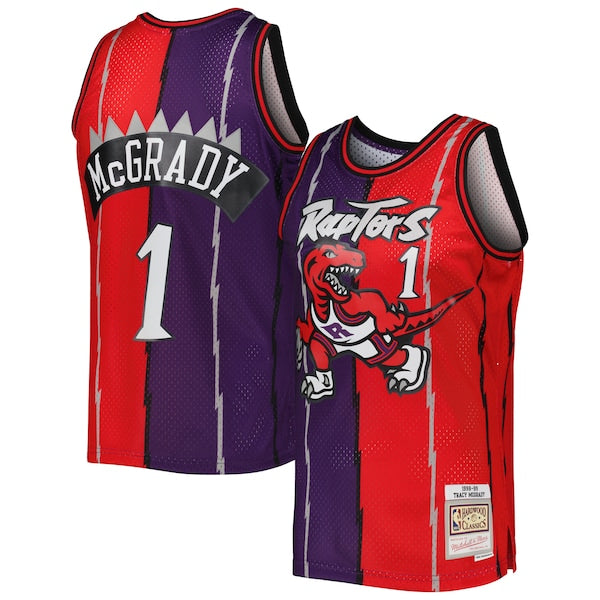 Tracy McGrady Toronto Raptors Hardwood Classics 1998/99 Split Swingman Jersey - Purple/Red