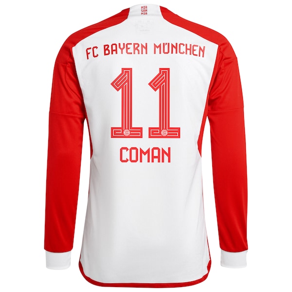 Kingsley Coman Bayern Munich adidas 2023/24 Home Replica Long Sleeve Jersey - White
