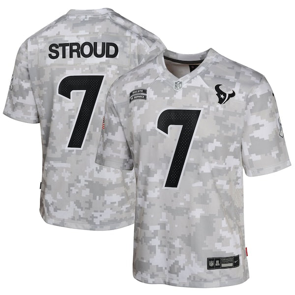 C.J. Stroud Houston Texans Nike Youth 2024 Salute to Service Game Jersey - Arctic Camo
