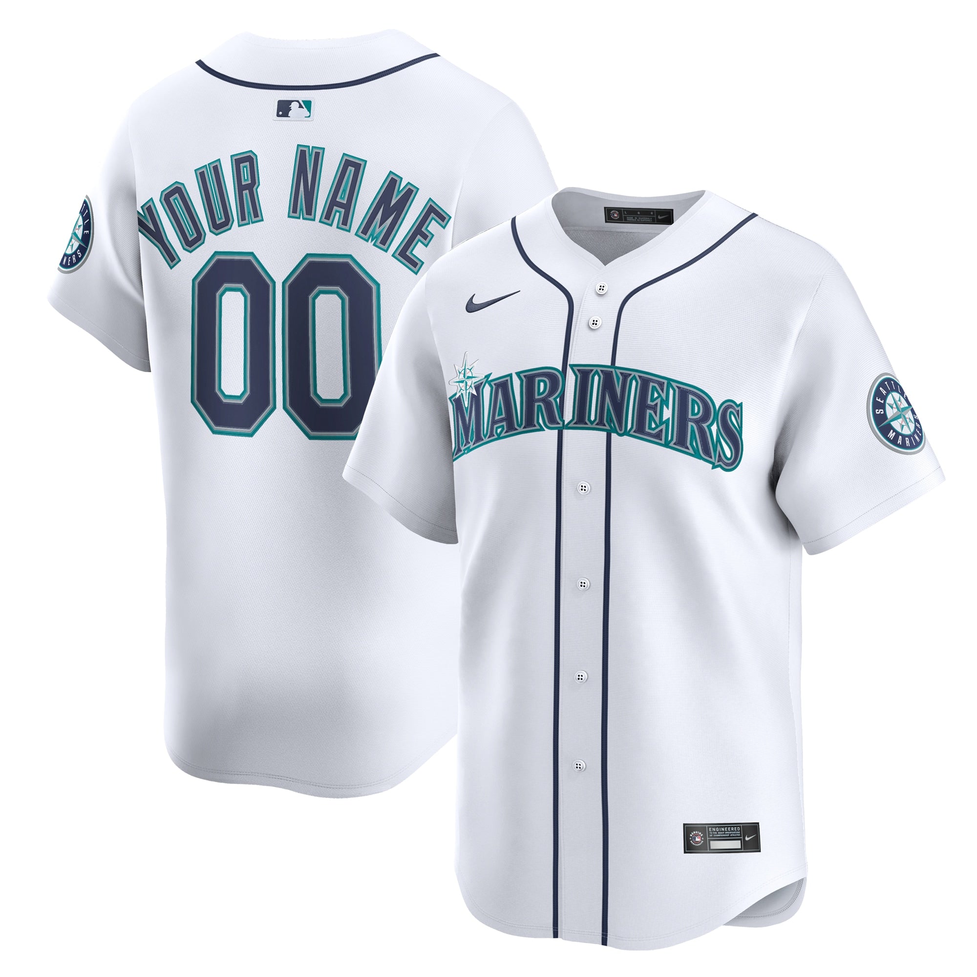 Men's Seattle Mariners  Nike Alternate Limited Custom Jersey- Teal/White