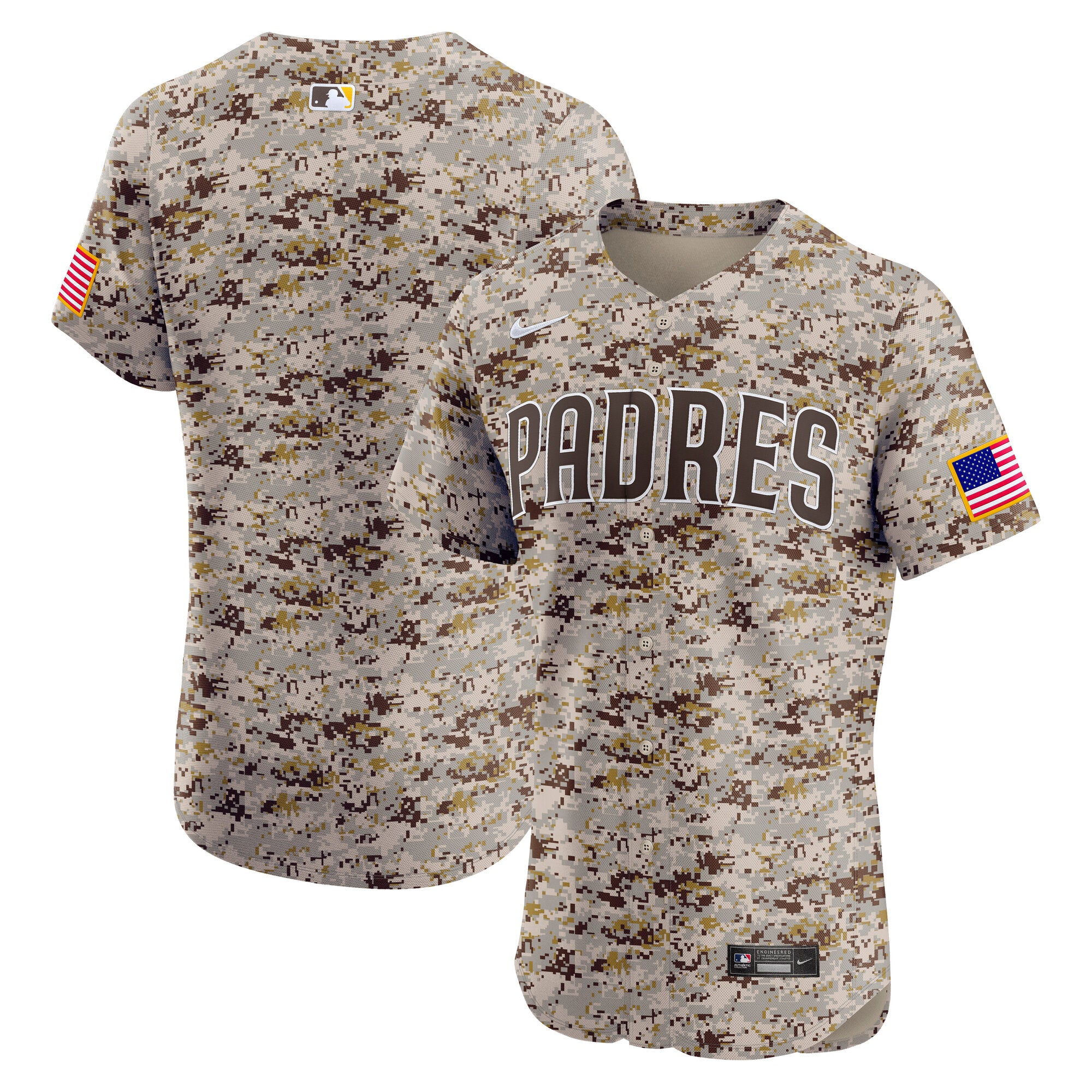 San Diego Padres Nike Home Elite Jersey - White/Brown/Camo