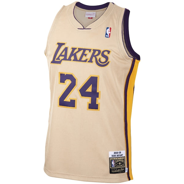 Men's Los Angeles Lakers Kobe Bryant Gold 2008-09 Hardwood Classics Authentic Player Jersey