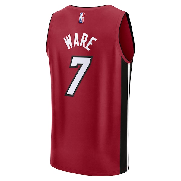 Kel'el Ware Miami Heat  Youth Fast Break Player Jersey - Statement Edition - Red