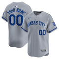 Kansas City Royals Nike Away Limited Custom Jersey - Gray