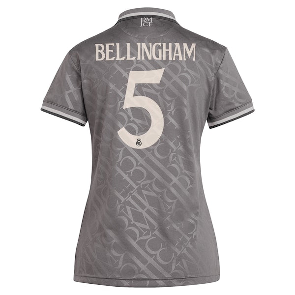 Jude Bellingham Los Merengues adidas Originals Women's 2024/25 Third Replica Player Jersey - Charcoal/White