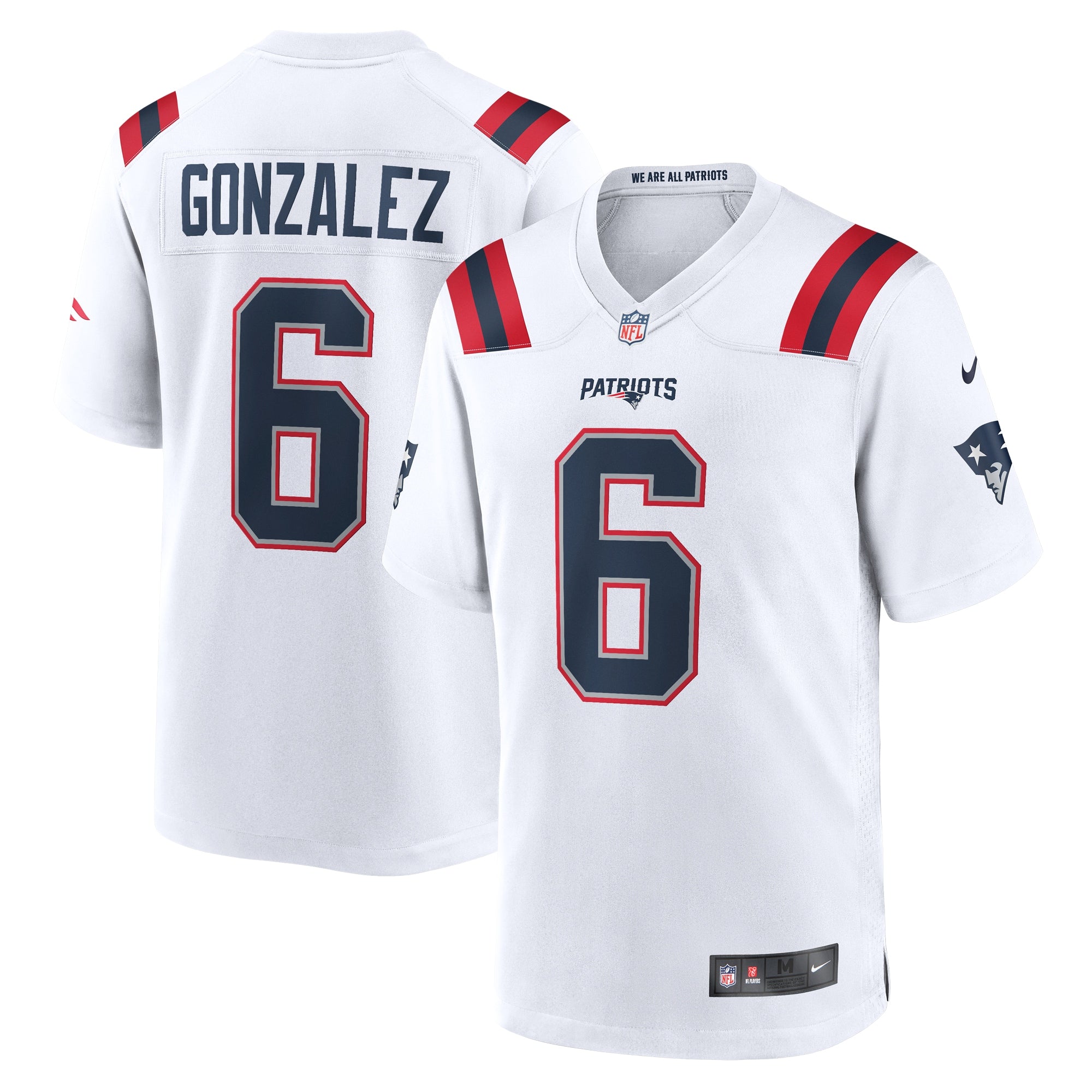 Christian Gonzalez New England Patriots Nike Alternate Team Game Jersey - Red/Navy/White