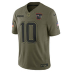 Drake Maye New England Patriots Nike 2025 Salute to Service Limited Jersey - Olive