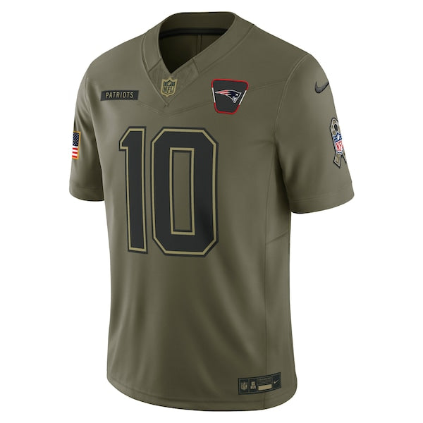 Drake Maye New England Patriots Nike 2025 Salute to Service Limited Jersey - Olive