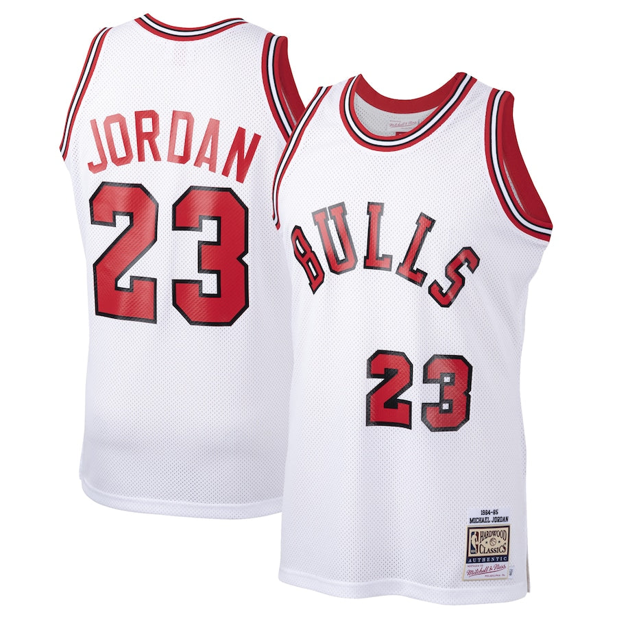 Men's Chicago Bulls Michael Jordan Red 1984/85 Hardwood Classics Rookie Authentic Jersey - Red/White
