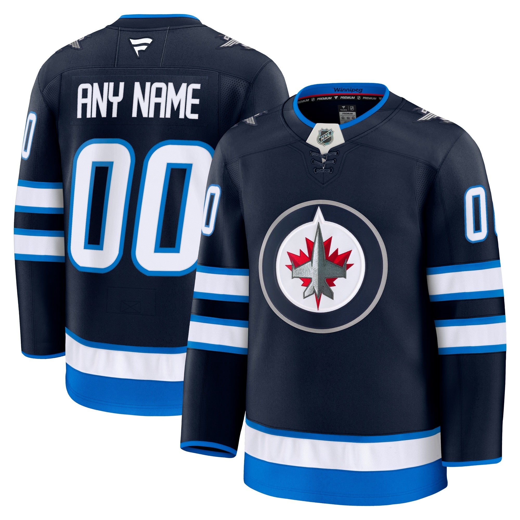 Winnipeg Jets  Away Premium Custom Jersey - White/Navy