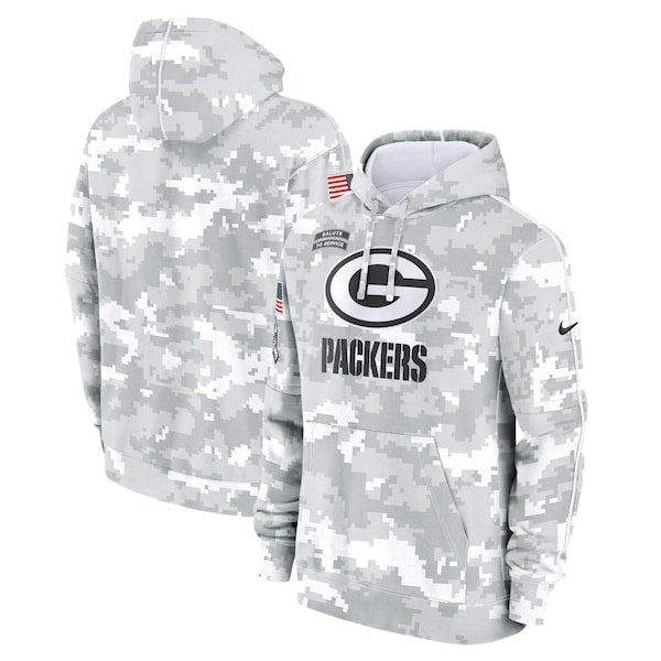 Green Bay Packers Nike 2024 Salute to Service Club Fleece Pullover Hoodie - Arctic Camo