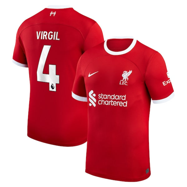 Virgil Van Dijk Liverpool Nike 2023/24 Home Replica Player Jersey - Red/White