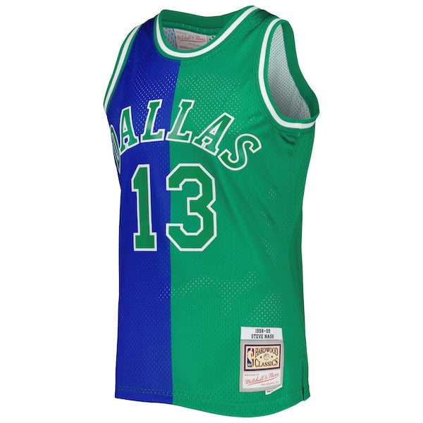 Steve Nash Dallas Mavericks Hardwood Classics 1998/99 Split Swingman Jersey - Blue/Green
