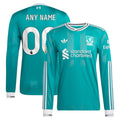 Liverpool adidas 2025/26 Third Authentic Long Sleeve Custom Jersey - Green