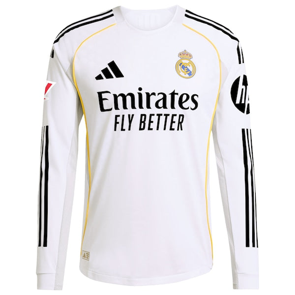 Los Merengues adidas 2025/26 Home Authentic Long Sleeve Custom Jersey - White/Blue