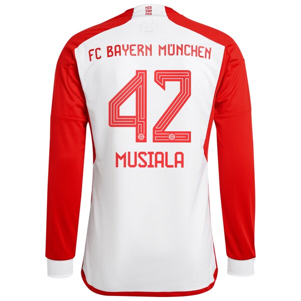 Jamal Musiala Bayern Munich adidas 2023/24 Home Replica Long Sleeve Jersey - White