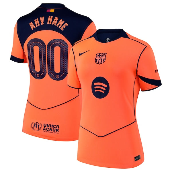 Barcelona Nike Women's 2025/26 Third Replica Custom Jersey - Orange/Gold