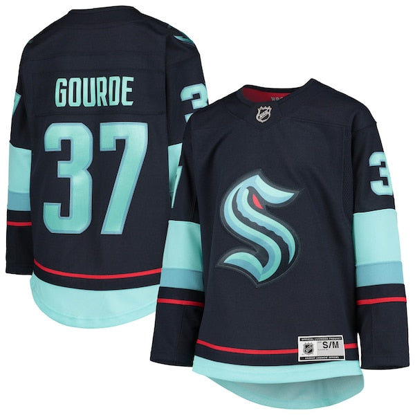 Yanni Gourde Seattle Kraken Youth Home Premier Player Jersey - Deep Sea Blue