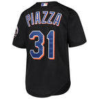 Mike Piazza New York Mets Youth Cooperstown Collection Mesh Batting Practice Jersey - Black/Orange