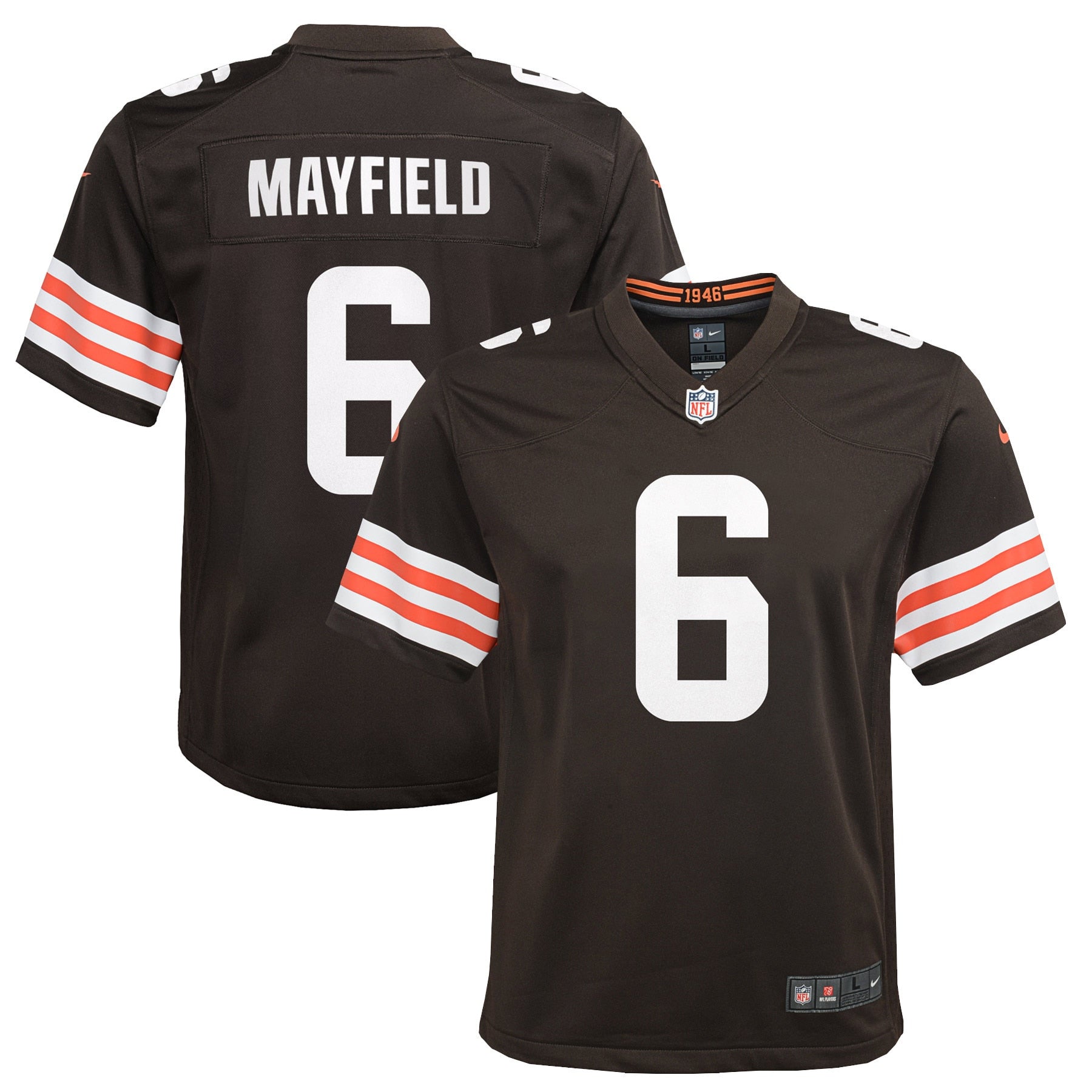 Baker Mayfield Cleveland Browns Nike Youth 1946 Collection Alternate Game Jersey - White/Brown