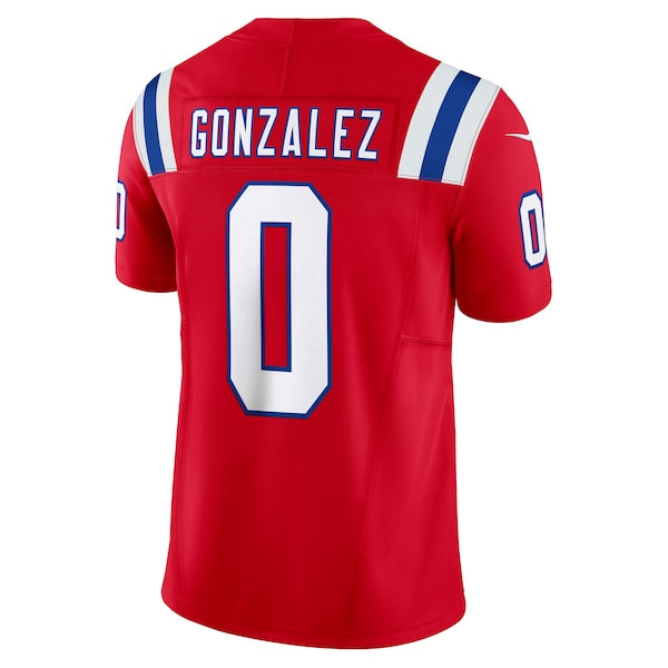 Christian Gonzalez New England Patriots Nike Alternate Vapor F.U.S.E. Limited Jersey - Red/Navy