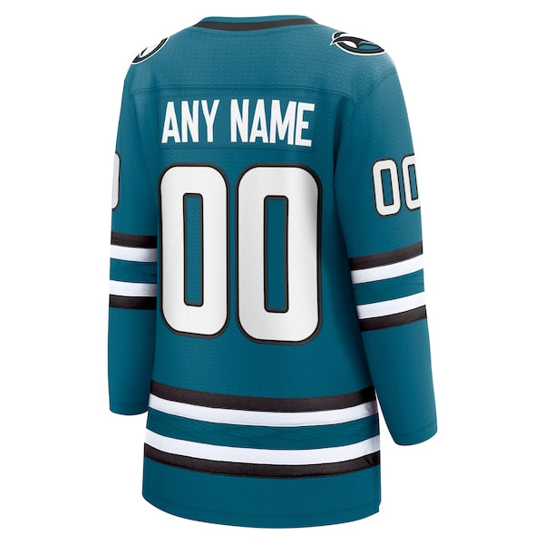 San Jose Sharks  Women's Home Breakaway Custom Jersey - Teal