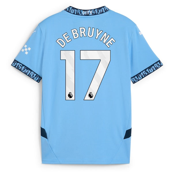 Kevin De Bruyne Manchester City Puma Youth 2024/25 Home Replica Player Jersey - Light Blue