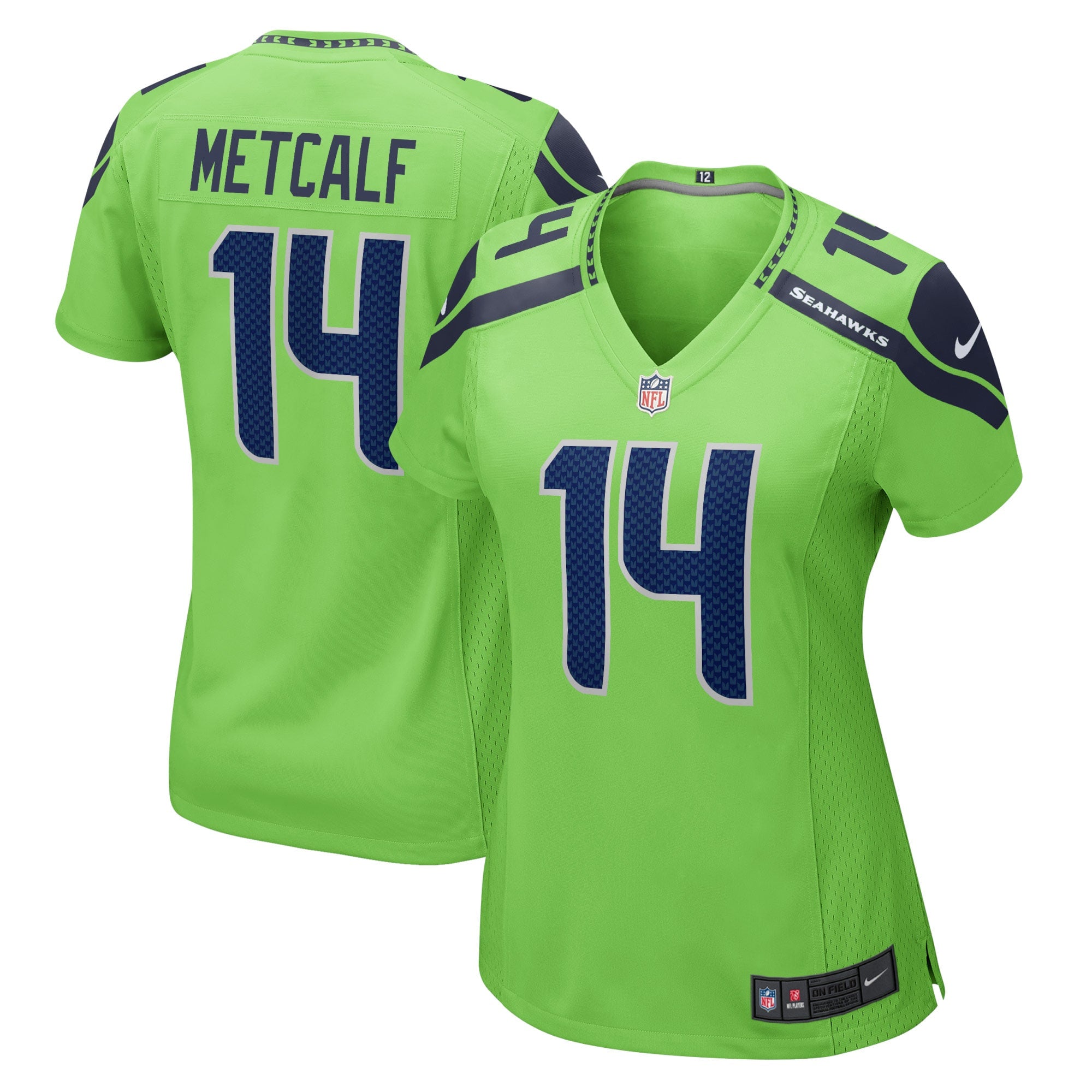 DK Metcalf Seattle Seahawks Nike Women's Game Player Jersey - College Navy/Neon Green