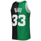 Larry Bird Boston Celtics Hardwood Classics 1985/86 Split Swingman Jersey - Black/Kelly Green