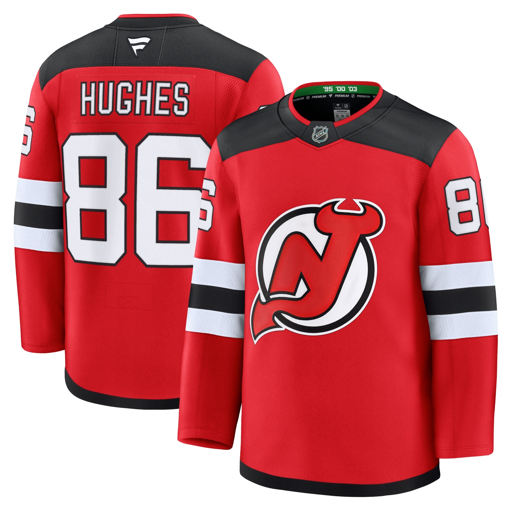 Jack Hughes New Jersey Devils  Alternate Premium Jersey - Black/White/Red