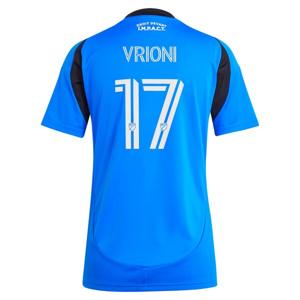 Giacomo Vrioni CF Montreal adidas Women's 2025 Montréal Original Replica Player Jersey - Blue