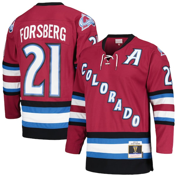 Peter Forsberg Colorado Avalanche  2001/02 Alternate Captain Blue Line Player Jersey - Maroon