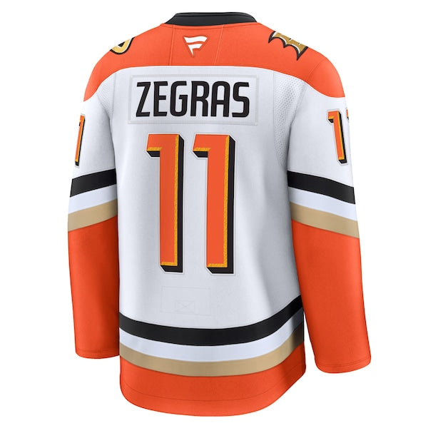 Trevor Zegras Anaheim Ducks  Away Premium Jersey - White/Orange