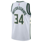 Giannis Antetokounmpo Milwaukee Bucks Nike Unisex Swingman Jersey - Association Edition - White/Hunter Green