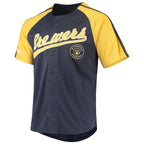 Milwaukee Brewers Stitches Button-Down Raglan Replica Jersey - Navy