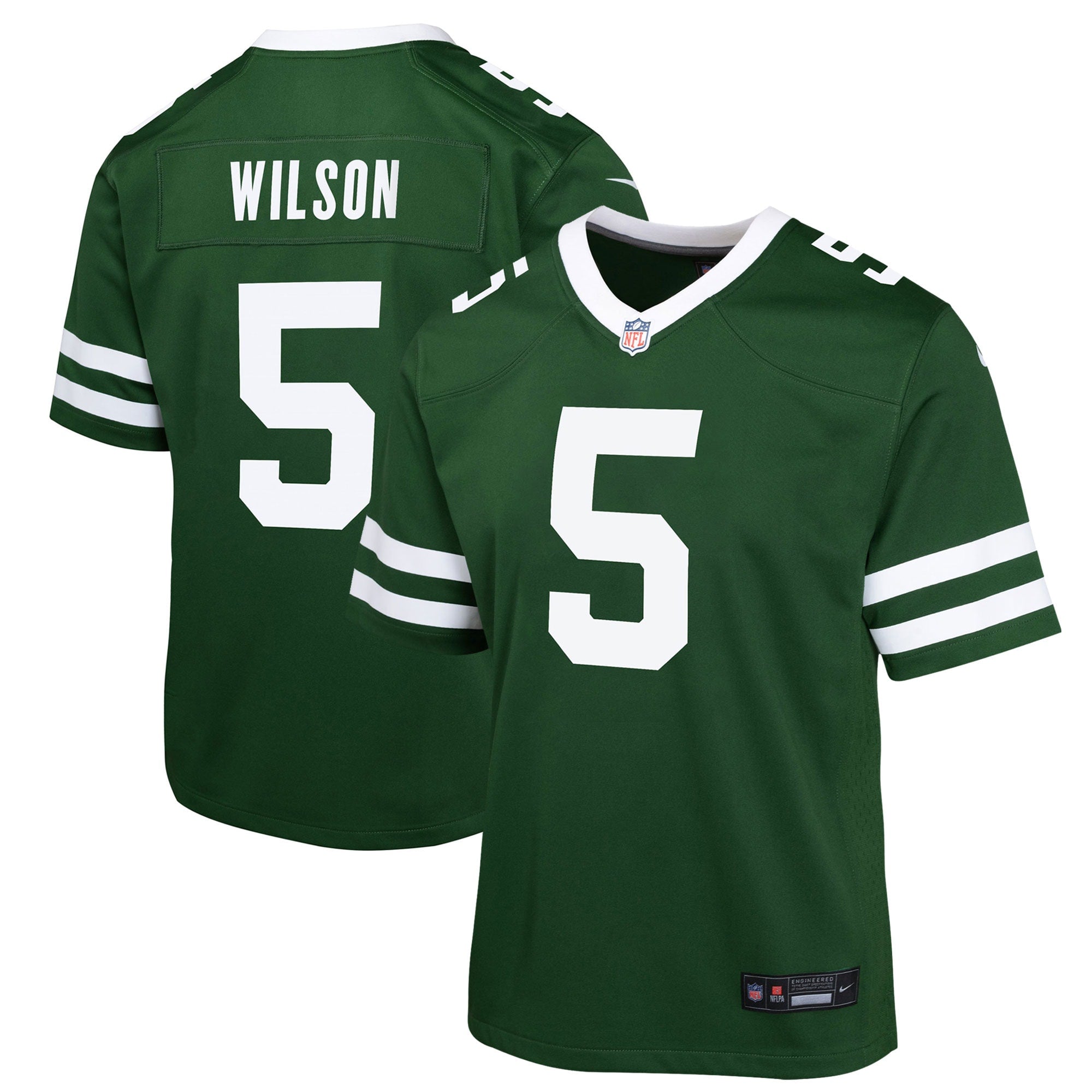 Garrett Wilson New York Jets Nike Youth Game Jersey - Legacy White/Black/Green