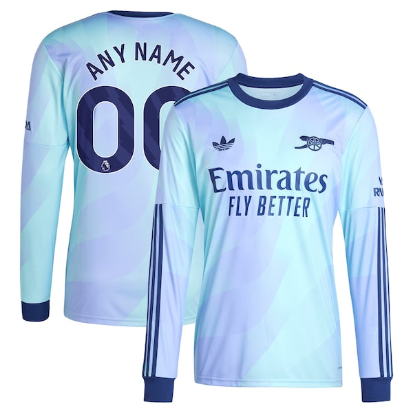 Arsenal adidas Originals 2024/25 Third Replica Long Sleeve Custom Jersey - Aqua