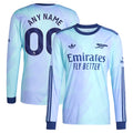 Arsenal adidas Originals 2024/25 Third Replica Long Sleeve Custom Jersey - Aqua