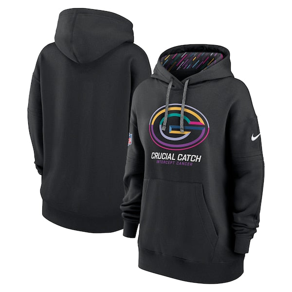 Green Bay Packers Nike Women's 2024 NFL Crucial Catch Club Pullover Hoodie - Black