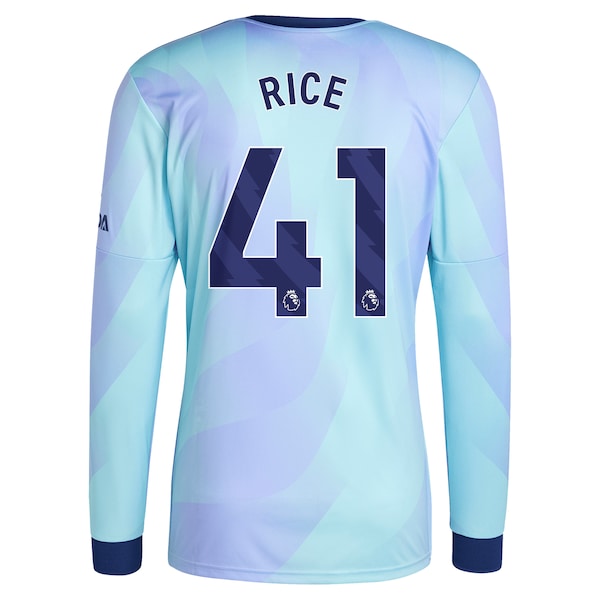 Declan Rice Arsenal adidas Originals 2024/25 Third Replica Long Sleeve Player Jersey - Aqua