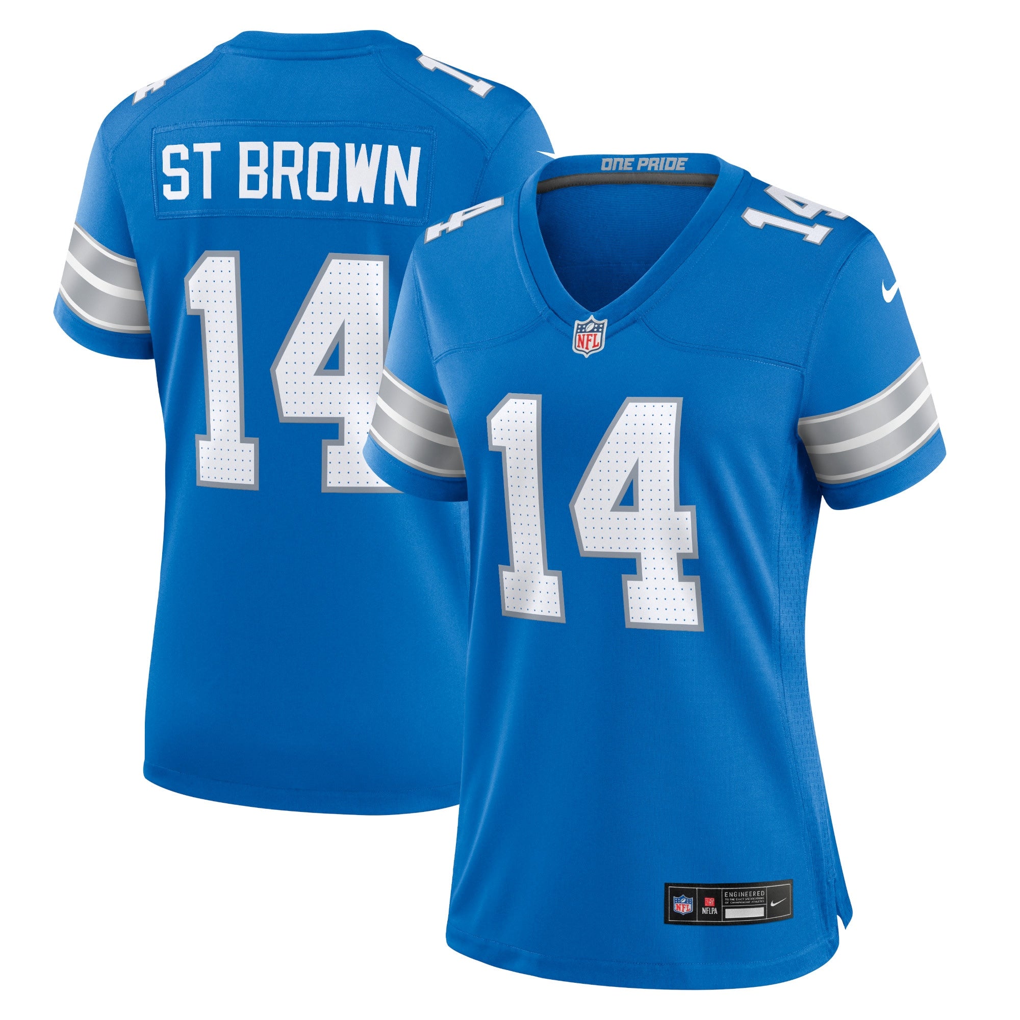 Amon-Ra St. Brown Detroit Lions Nike Women's White Game Jersey - White/Blue