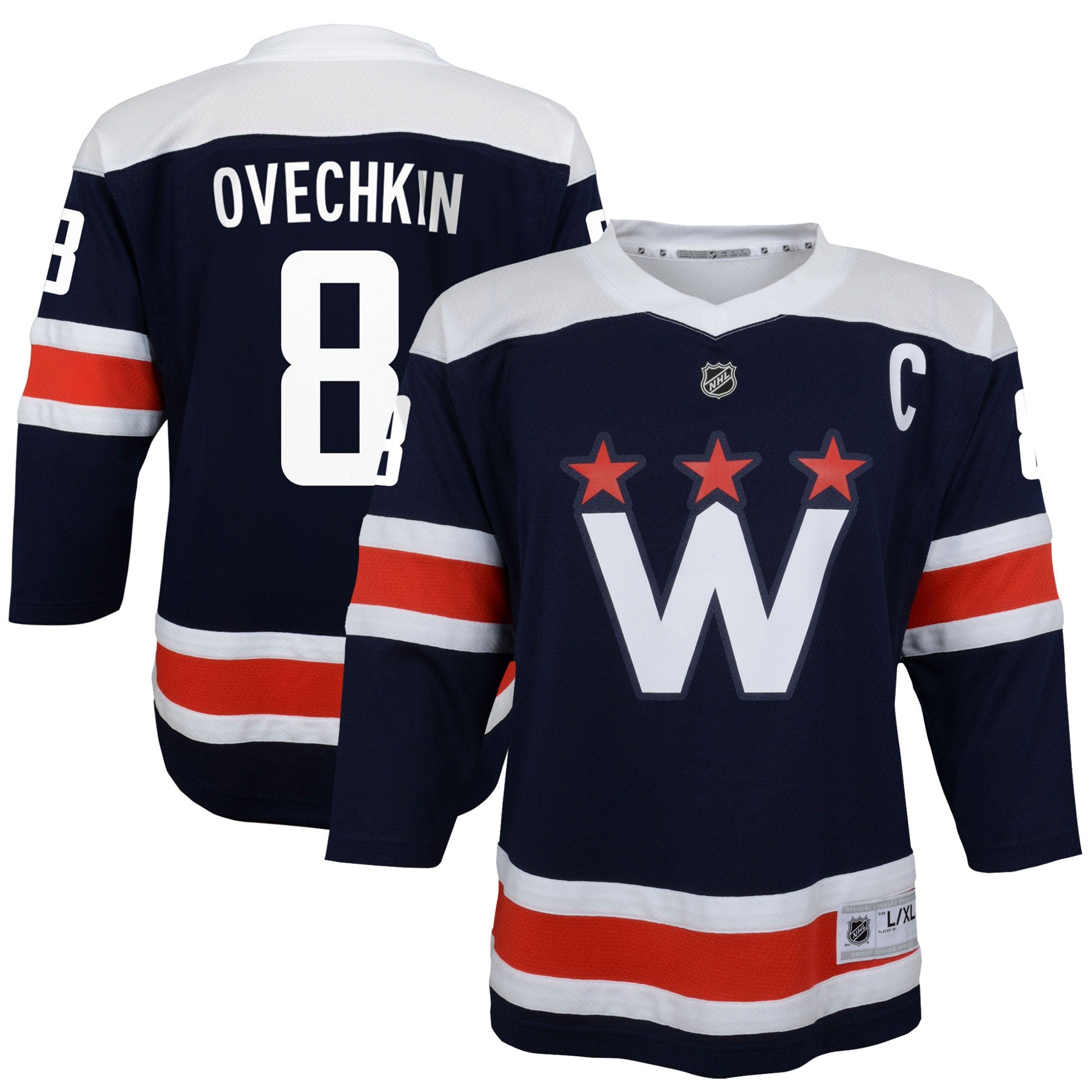 Alexander Ovechkin Washington Capitals Youth Alternate 50th Anniversary Replica Jersey - Black/Navy