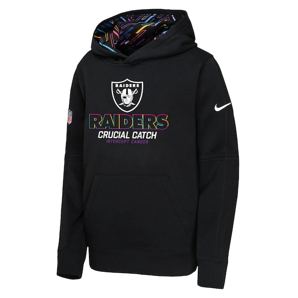 Las Vegas Raiders Nike Youth 2024 NFL Crucial Catch Pullover Hoodie - Black