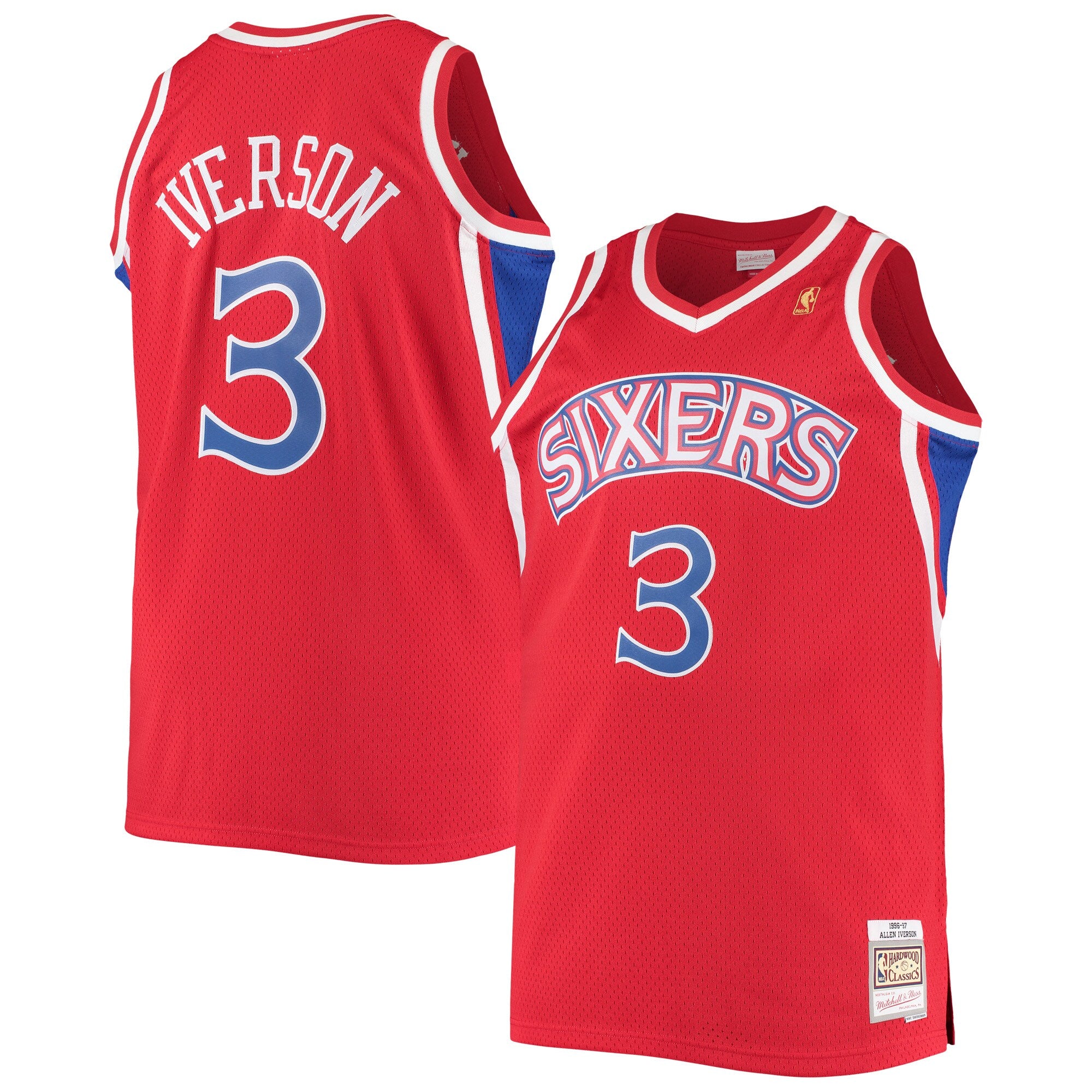 Allen Iverson Philadelphia 76ers 1996/97 Big & Tall Hardwood Classics Swingman Jersey - Royal/Black/Red/White